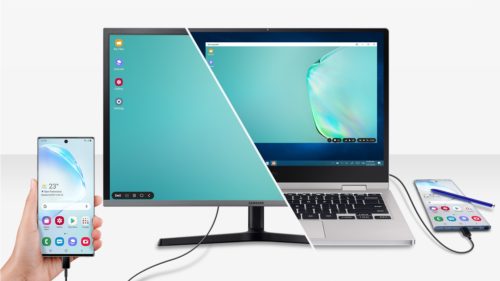 La convergence entre les différents terminaux à la sauce Samsung. Le système « DEX » permet de transformer son mobile en UC et de « faire du multitâche comme une bête » pour citer le fabricant (« Multitask like a boss »)